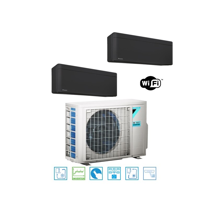 Daikin Climatizzatore Dual Split Parete Stylish Total Black 12000 12000 Btu 9662